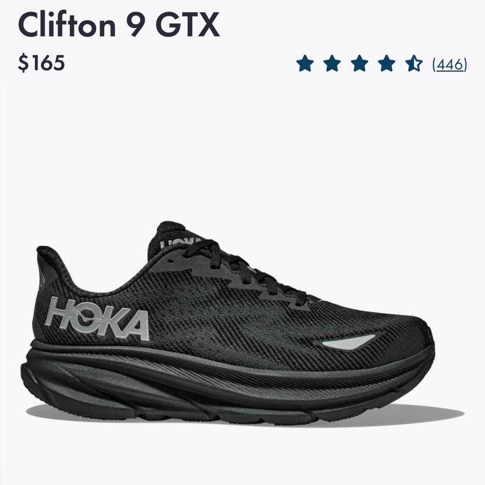 Hoka Womens all black Clifton 9